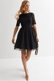 Black Lace Open Back Mini Dress
