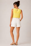 Swiss Dot Pleated Sleeveless Top