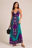 Printed Lace Back Maxi Dress