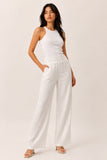 Wide Leg Linen Blend Trousers
