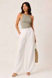 Wide Leg Linen Blend Trousers