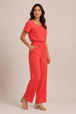 Mesh Insert Wide Leg Jumpsuit