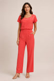 Mesh Insert Wide Leg Jumpsuit