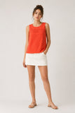 Swiss Dot Pleated Sleeveless Top