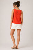 Swiss Dot Pleated Sleeveless Top
