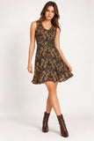 Orange & Ochre Tapestry Print Fit-and-Flare Mini Dress