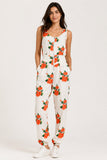 Floral Zip Front Sleeveless Jumpsuit