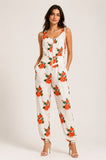 Floral Zip Front Sleeveless Jumpsuit