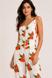 Floral Zip Front Sleeveless Jumpsuit