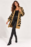 Camel & Black Textured Animal Print Longline Cardigan