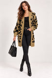 Camel & Black Textured Animal Print Longline Cardigan