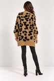 Camel & Black Textured Animal Print Longline Cardigan
