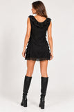 Black Tiered Ruffle Chiffon Mini Dress