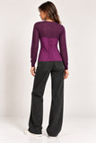 Plum Purple Embellished V-Neck Knit Jumper