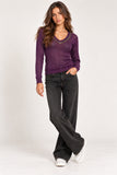 Plum Purple Embellished V-Neck Knit Jumper