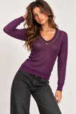 Plum Purple Embellished V-Neck Knit Jumper