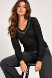 Black Embellished V-Neck Knit Jumper