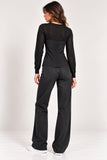 Black Embellished V-Neck Knit Jumper