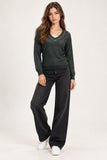 Dark Grey Embellished V-Neck Knit Jumper