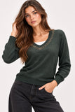 Dark Grey Embellished V-Neck Knit Jumper