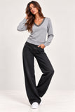Light Grey Embellished V-Neck Knit Jumper