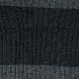 Dark Grey Striped Ribbed Balloon Sleeve Knit Top