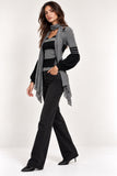 Light Grey Striped Ribbed Balloon Sleeve Knit Top