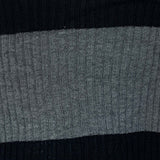 Light Grey Striped Ribbed Balloon Sleeve Knit Top