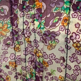 Purple Floral Chiffon & Lace Yoke Tie-Waist Mini Dress