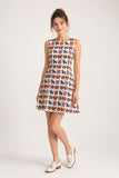 Folk Print Sleeveless A-Line Mini Dress