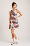 Folk Print Sleeveless A-Line Mini Dress