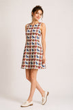 Folk Print Sleeveless A-Line Mini Dress