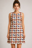 Folk Print Sleeveless A-Line Mini Dress