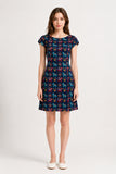 Folk Horse Print Cap Sleeve A-Line Mini Dress