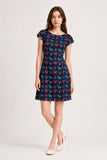 Folk Horse Print Cap Sleeve A-Line Mini Dress