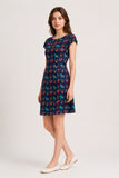 Folk Horse Print Cap Sleeve A-Line Mini Dress