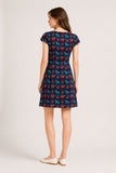 Folk Horse Print Cap Sleeve A-Line Mini Dress