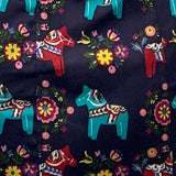 Folk Horse Print Cap Sleeve A-Line Mini Dress
