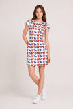 Folk Horse Print Cap Sleeve A-Line Mini Dress