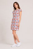 Folk Horse Print Cap Sleeve A-Line Mini Dress