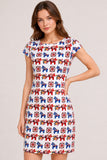 Folk Horse Print Cap Sleeve A-Line Mini Dress