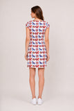 Folk Horse Print Cap Sleeve A-Line Mini Dress