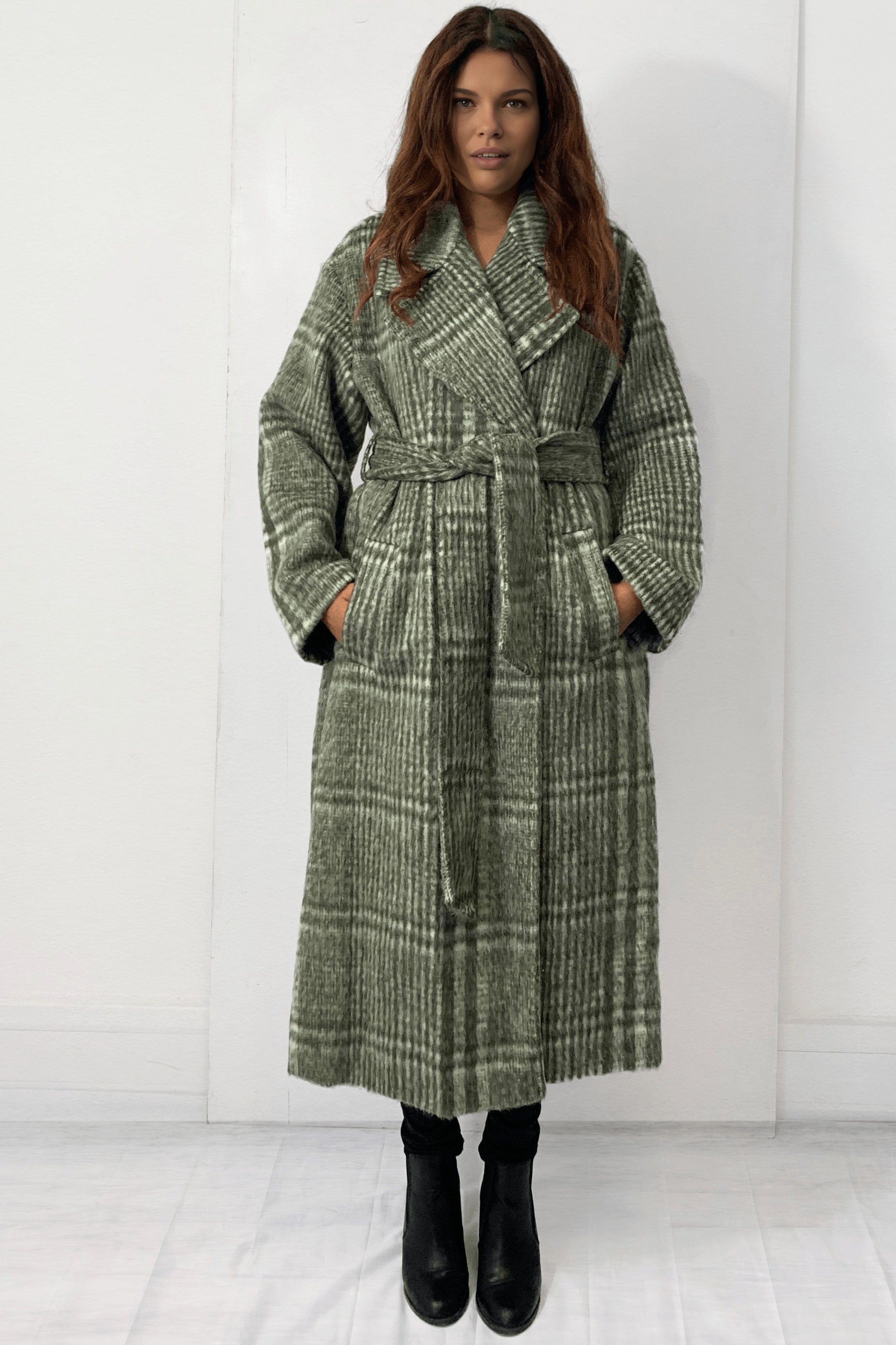 Classic Checkered Belted Coat