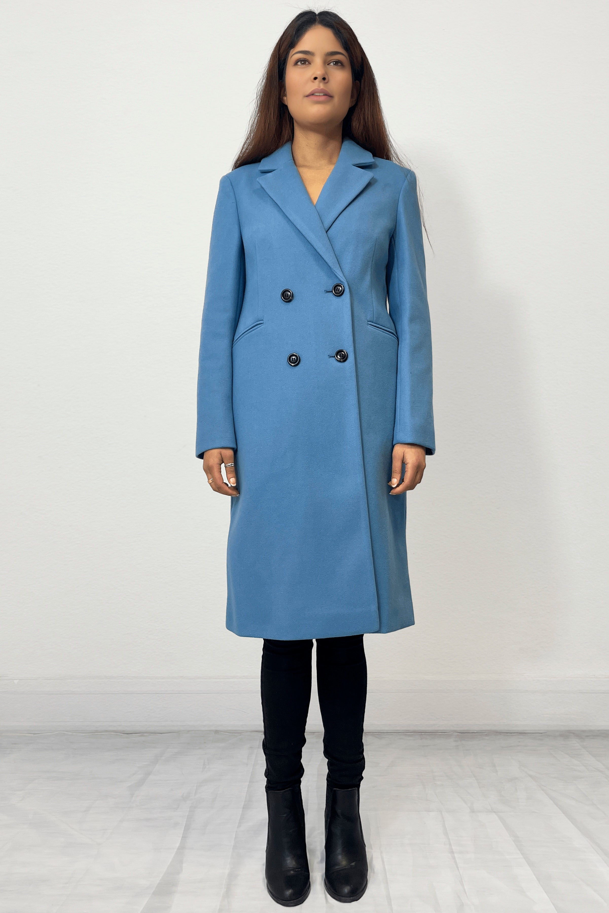 Double Breasted Smart Coat BLUE