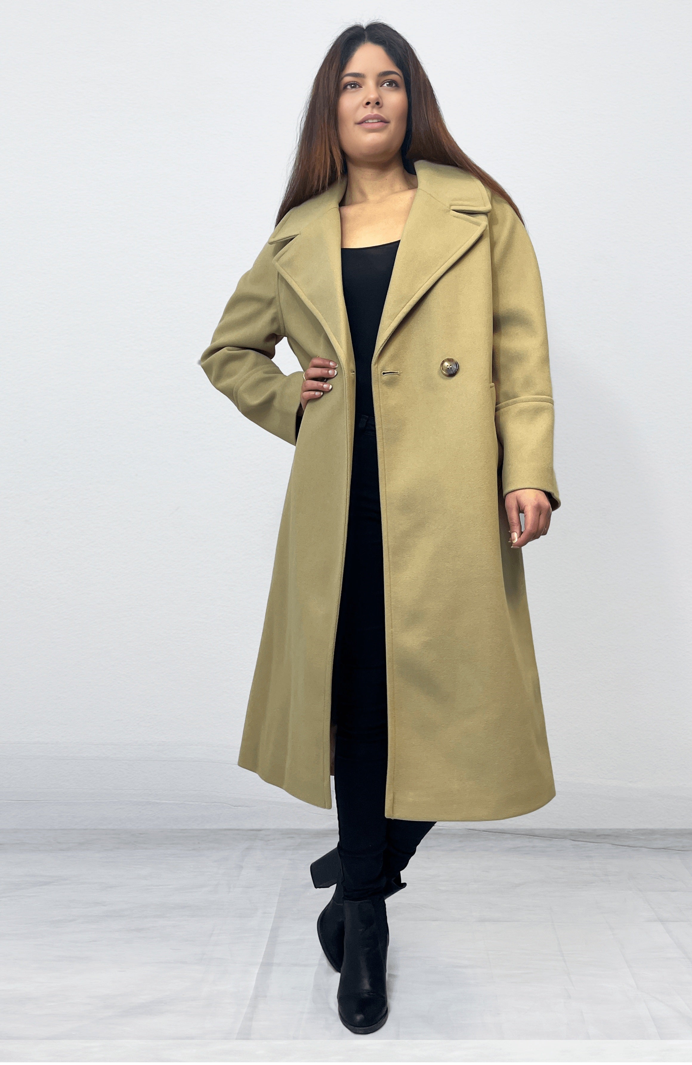 Double Breasted Relaxed Fit Coat Beige