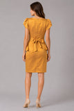 Gold Satin Peplum Dress