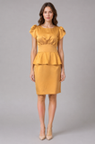 Gold Satin Peplum Dress
