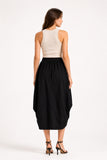 Black High Low Tiered Midi Skirt