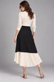 Two-Tone High-Low Chiffon Midi Skirt