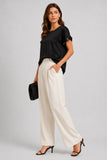 Satin Sequin Sleeve Top